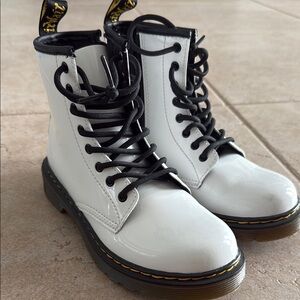 Dr. Martens White and Black Combat Boots with Chunky Sole